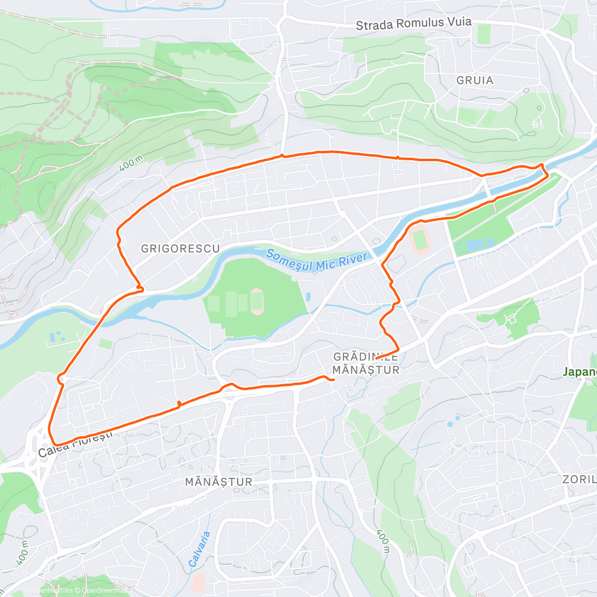 Map of the activity, Afternoon Run