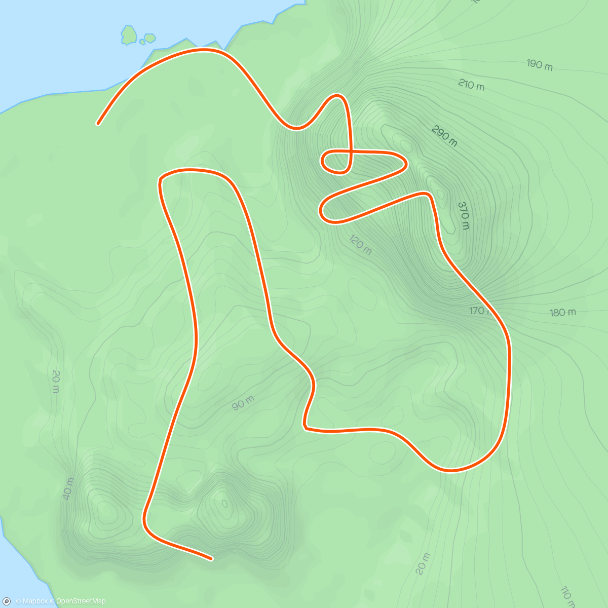 アクティビティ「Zwift - Hilly Route in Watopia」の地図
