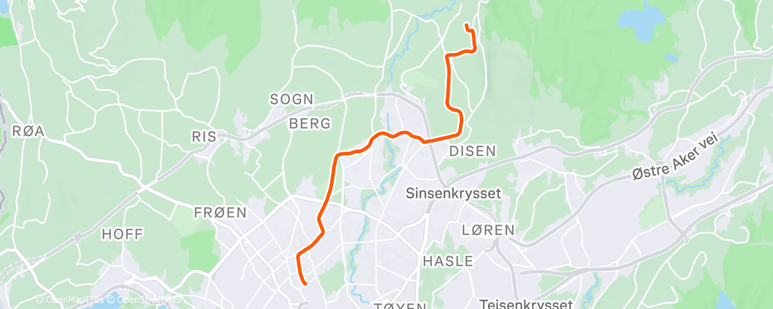 Map of the activity, Afternoon Run