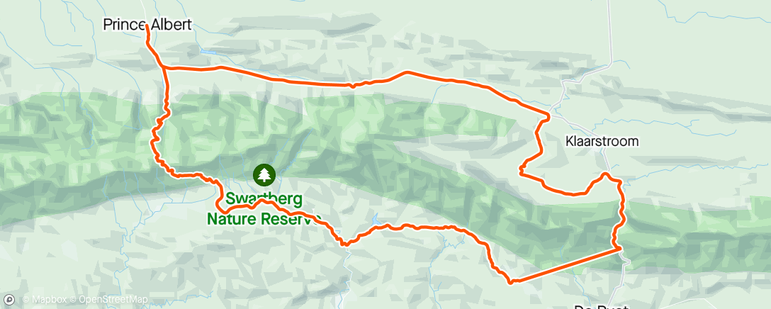 活动地图，Swartberg 100 gran fondo