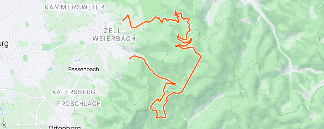 Map of the activity, Evening Mountain Bike Ride (incomplete recording)