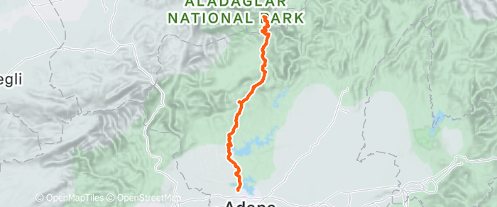 Route map of Yahyalı to Çukurova