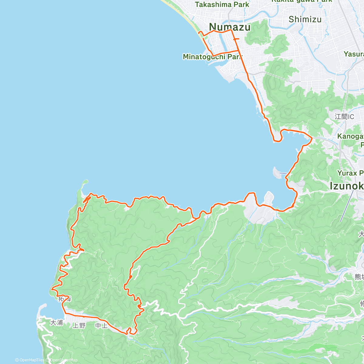 Карта физической активности (真城峠 / Sanagi Pass)