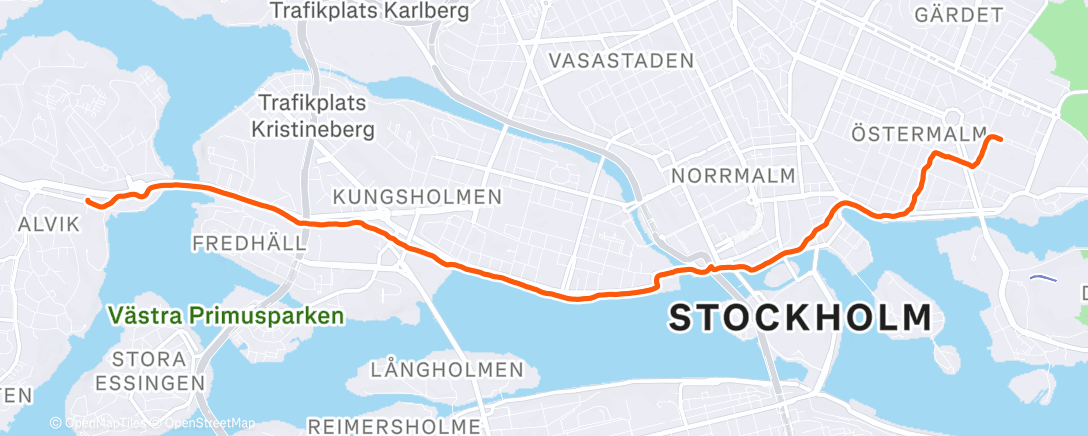 Map of the activity, Afternoon Run