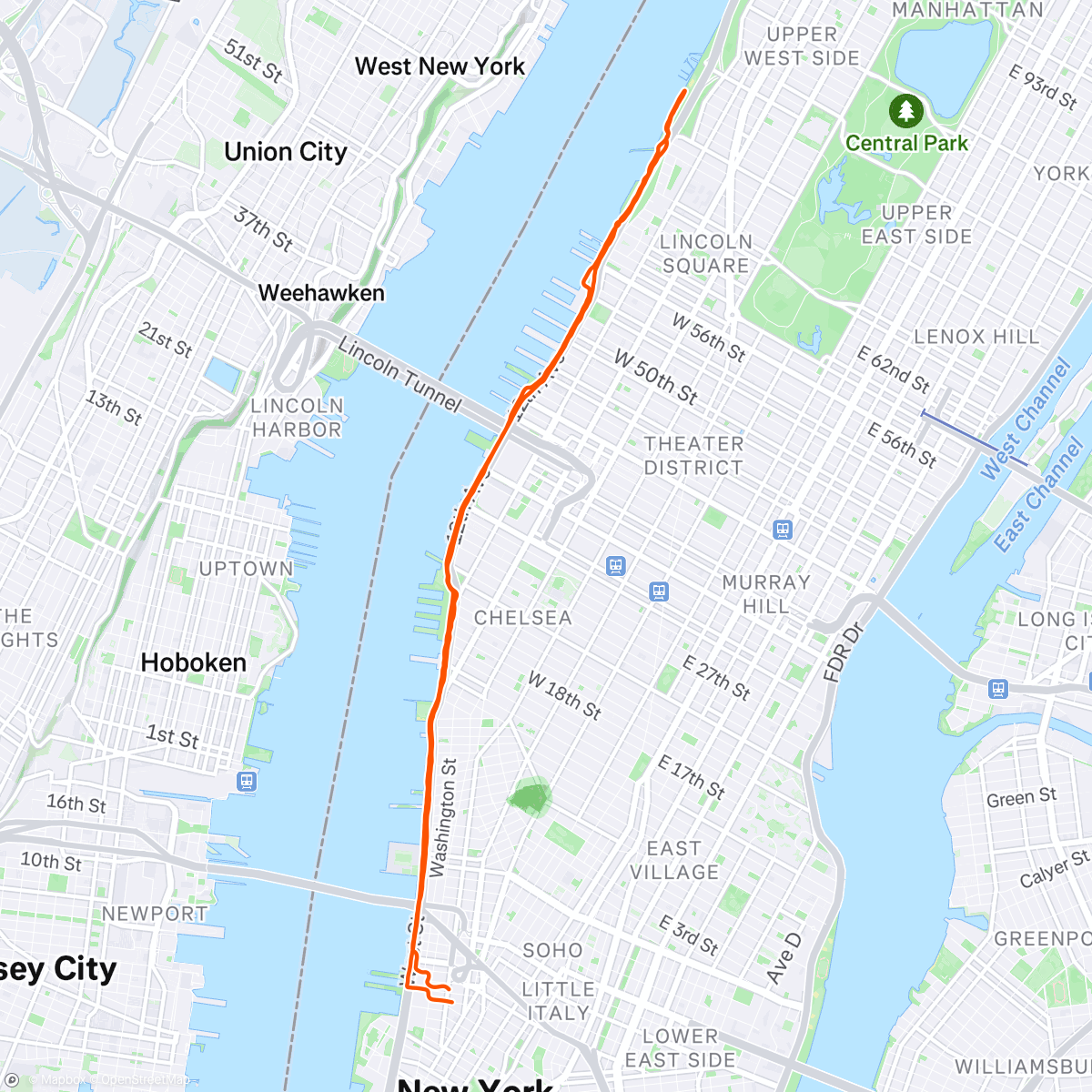 Map of the activity, Afternoon Run