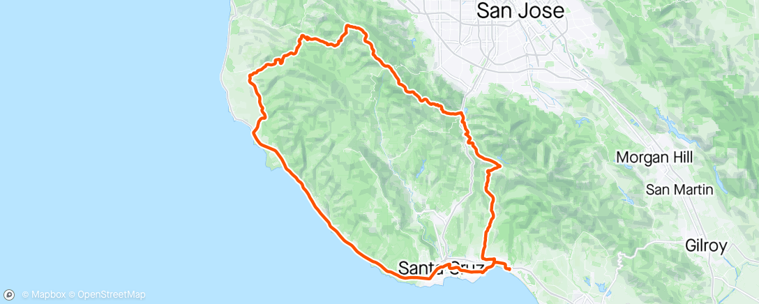 Mapa de la actividad (Los Gatos -Palo Alto -Pescadero -Santa Cruz)