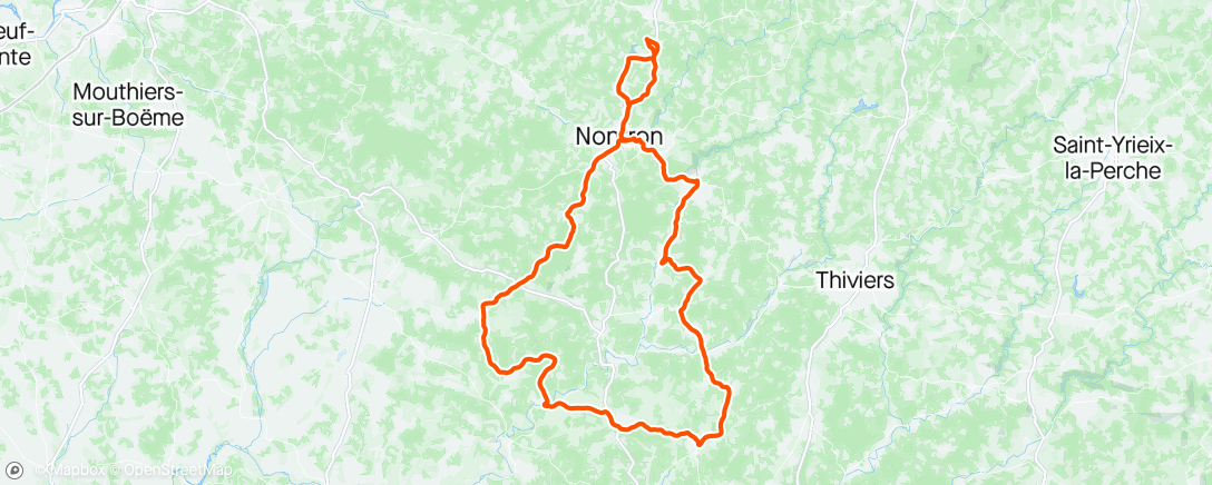Map of the activity, Vélo dans l'après-midi.Avec Christophe et le VPP Nontronnais belle sortie en Dordogne.👍