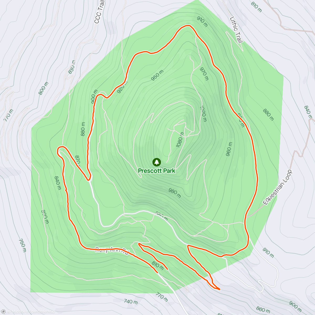 Mapa da atividade, Foxy Roxy mom hike