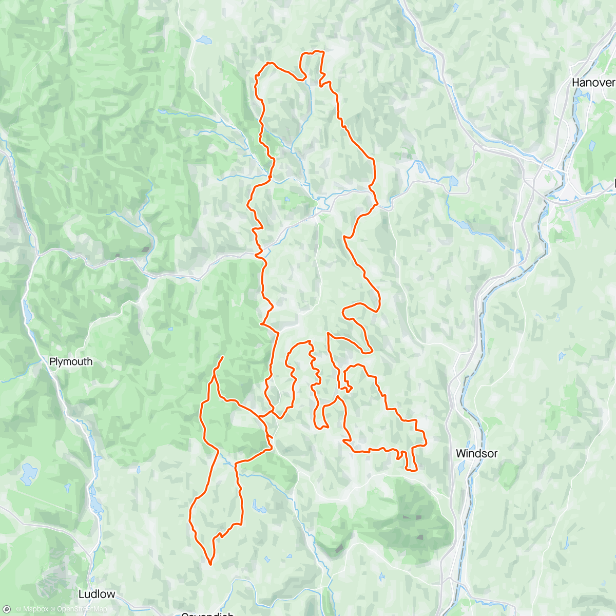 Map of the activity, Vermont 100