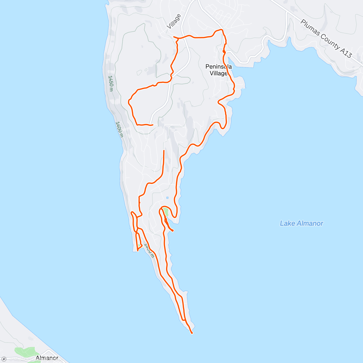Map of the activity, Tour de Almanor
