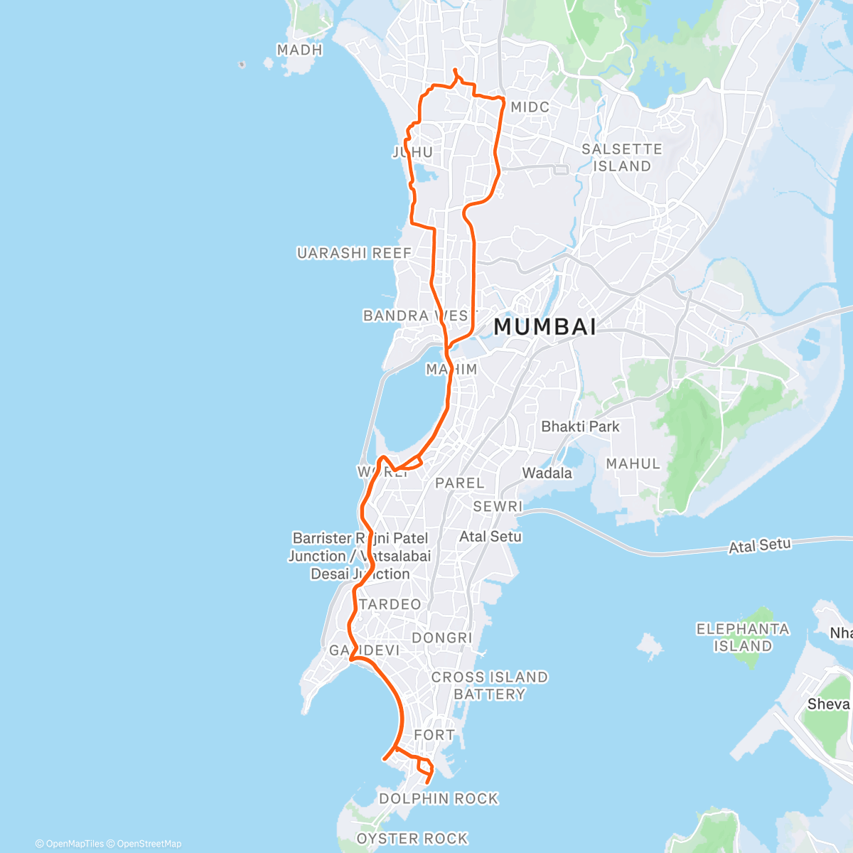 Map of the activity, Last Ride of 2025.. Gateway of India