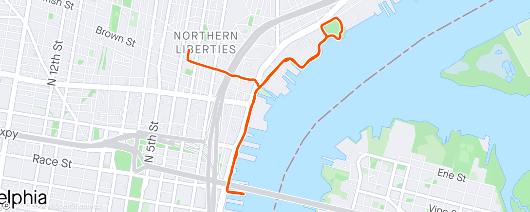Mapa da atividade, Week 4: tempoish run after yesterdays lift.