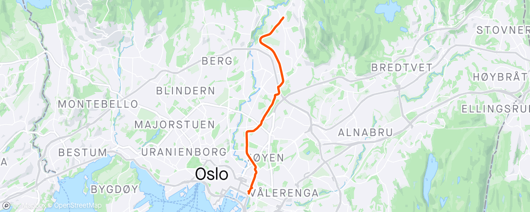 Map of the activity, Bjørvika - Kjelsås