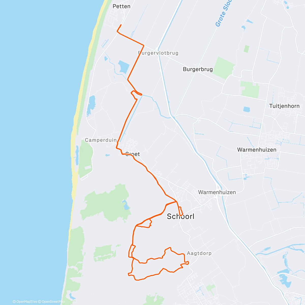 Map of the activity, De boys op sleeptouw