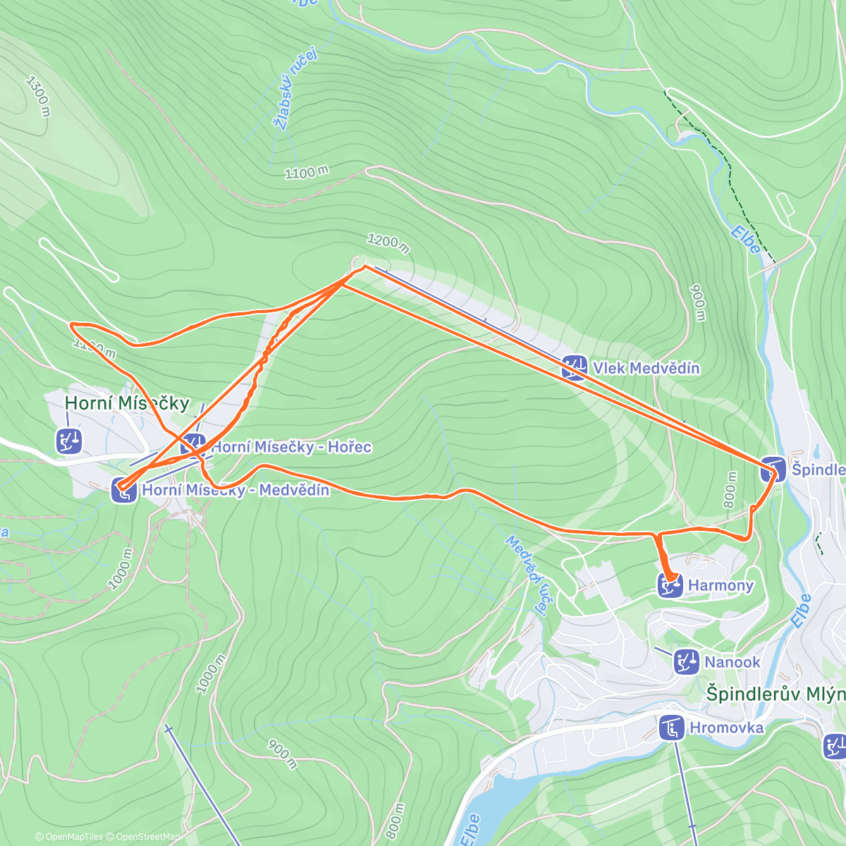 Map of the activity, Skiabfahrt Spindlersmühle Tag 4