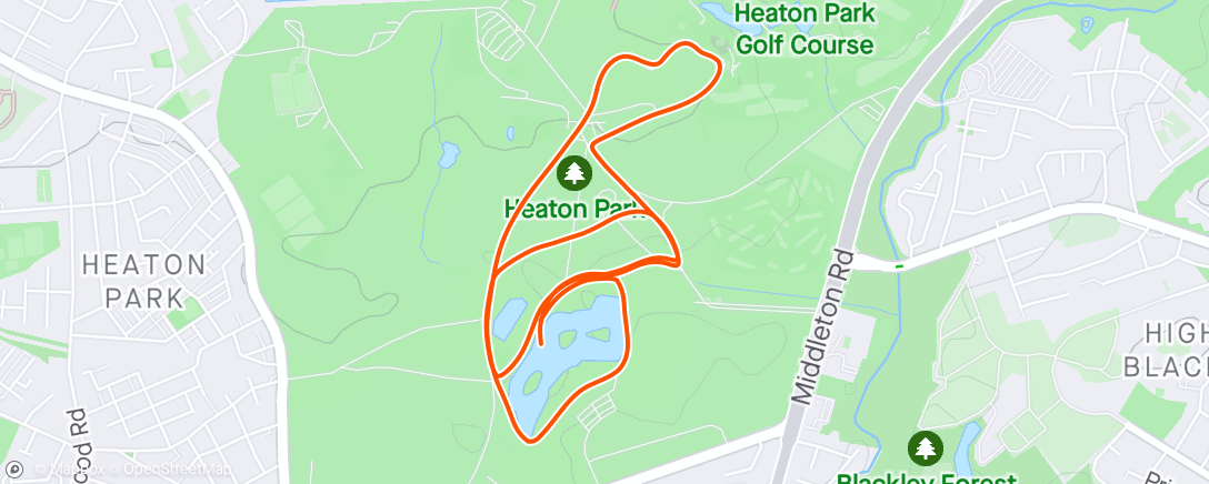 Map of the activity, Heaton parkrun