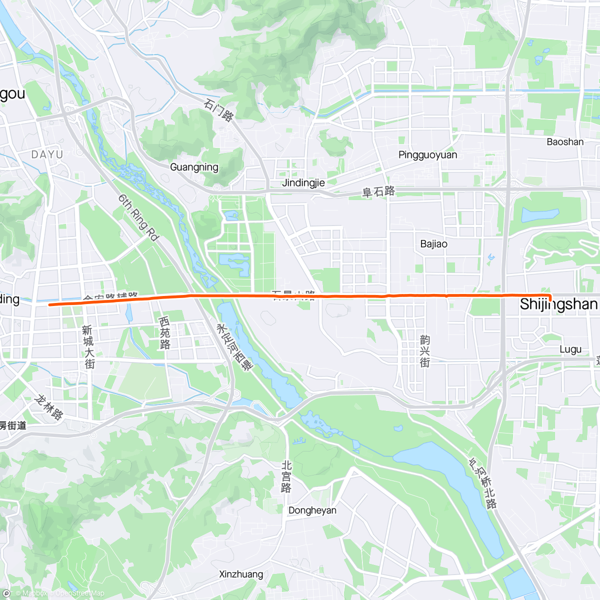 Map of the activity, Evening 刹车距离不太够用Ride