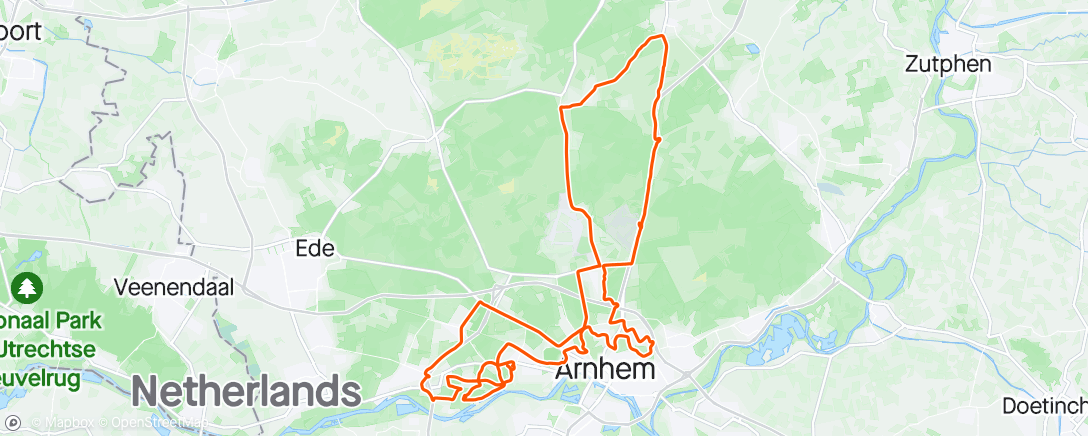 Map of the activity, Arnhem's Mooiste 100km