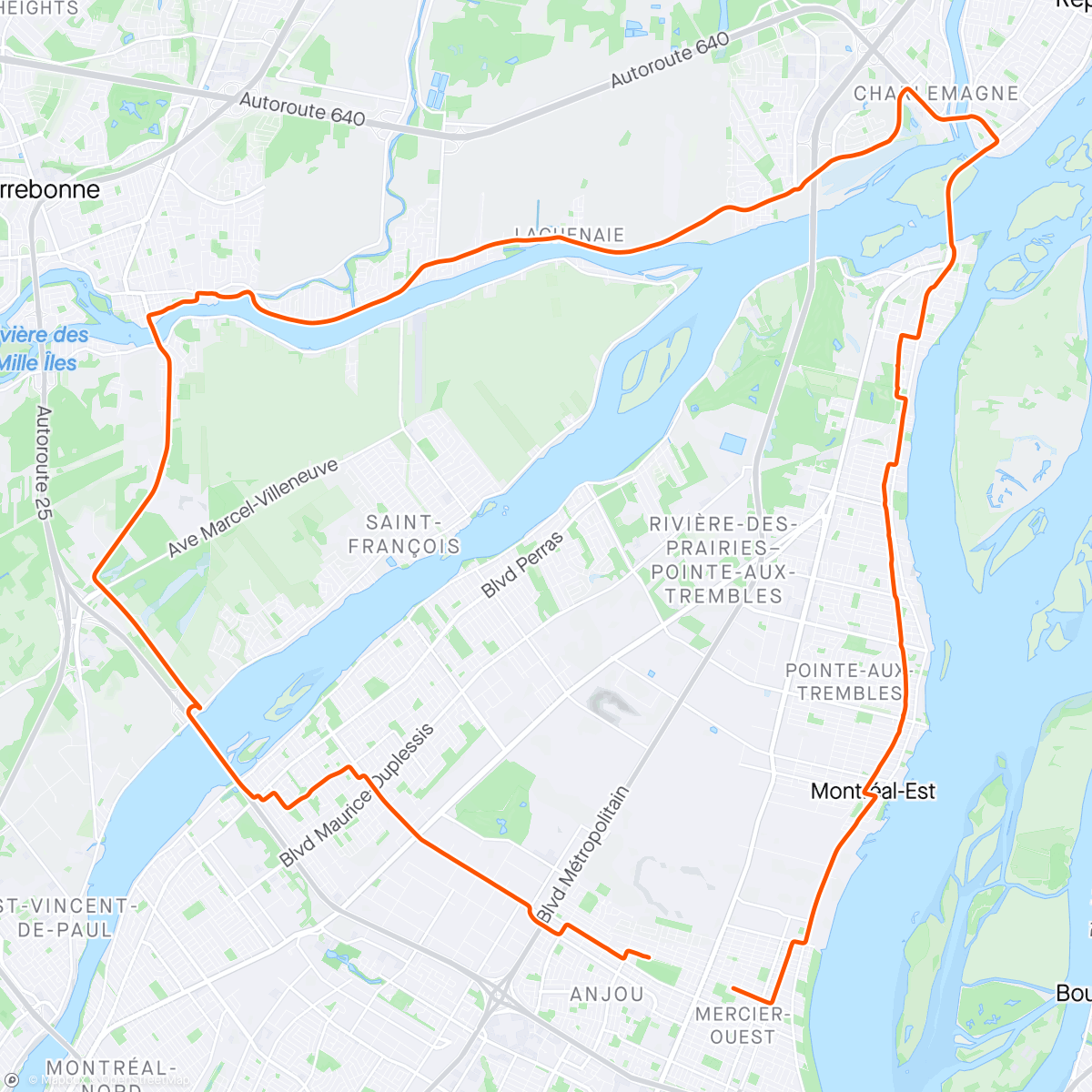 Map of the activity, Exploring The Eastern Part of Montréal Metropolitan Area... in a Headwind