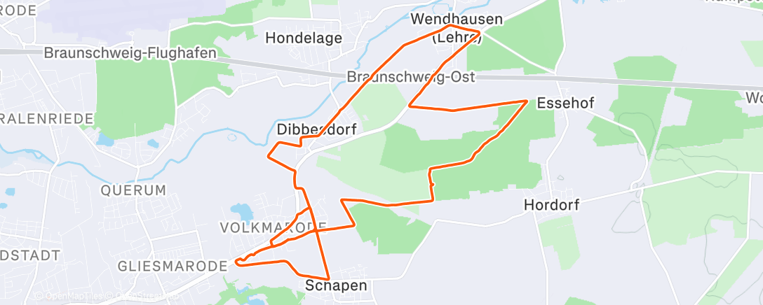 Map of the activity, Afternoon Run