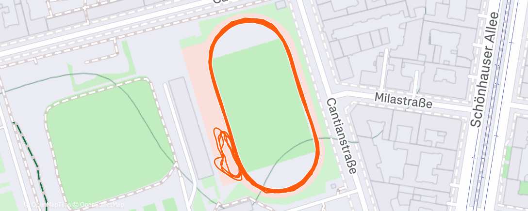 Map of the activity, 5x1600m