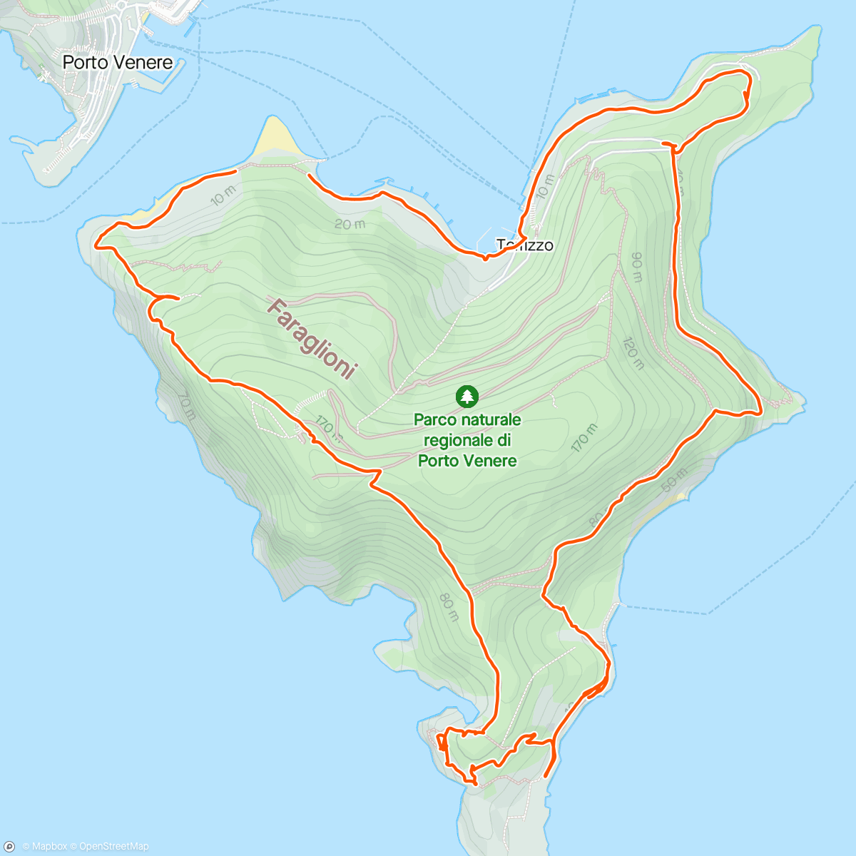 Map of the activity, Palmaria hike