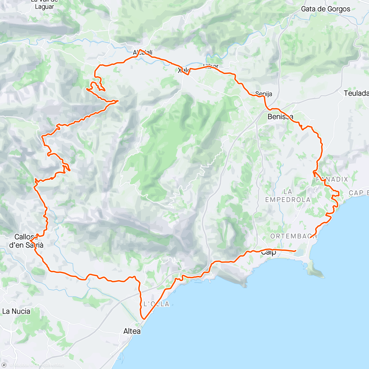 Map of the activity, ☀  Stage Émotion Bike : Calp J5