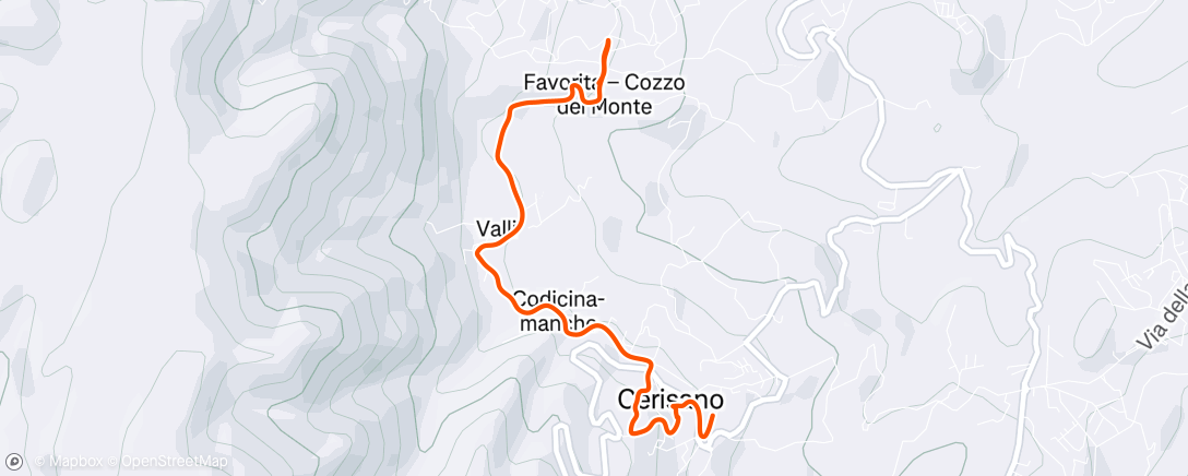 Map of the activity, Corsa pomeridiana