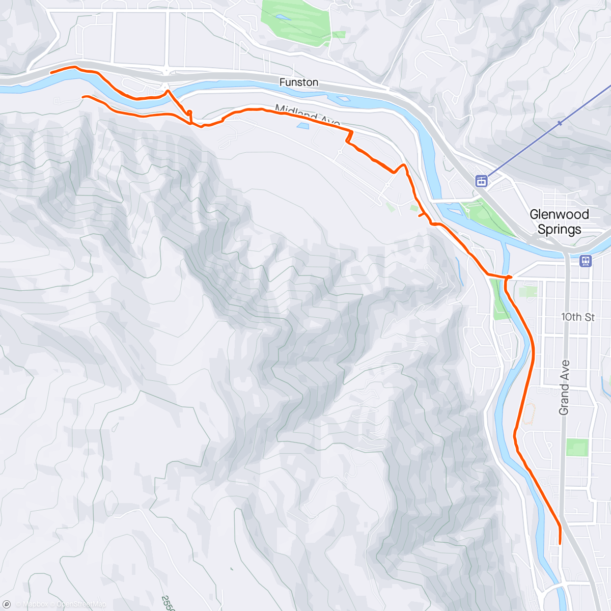 Mapa da atividade, Morning Run up and down the Rio Grande