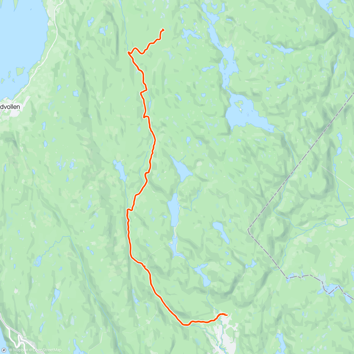 Map of the activity, (Erik) By i Lommedalen til Løvlia på nypreppa og til tider digg snø. Noen utfordringer selvfølgelig men alt i alt en veldig fin tur 🤩