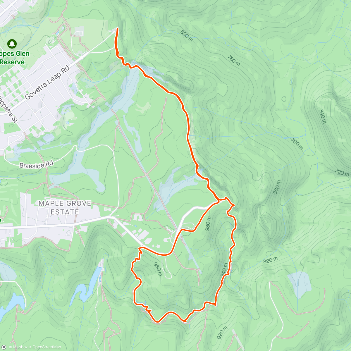 Map of the activity, Blue Mountains run