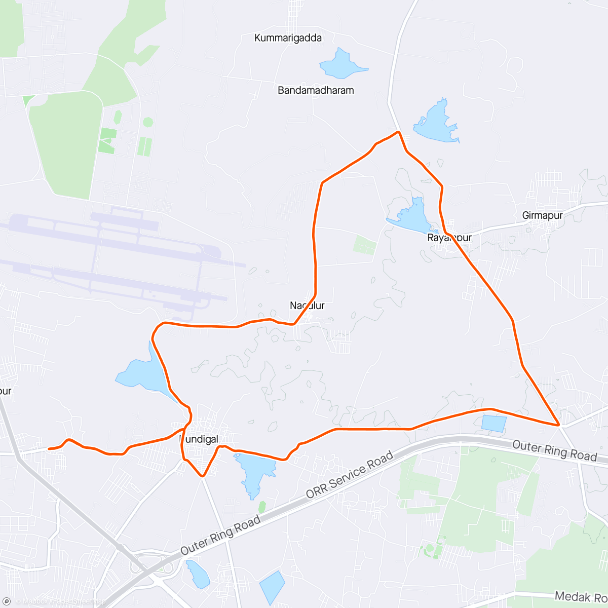Map of the activity, Morning Ride with Bestie, Hyderabad