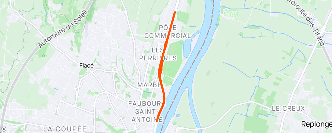 Map of the activity, Vélo en soirée