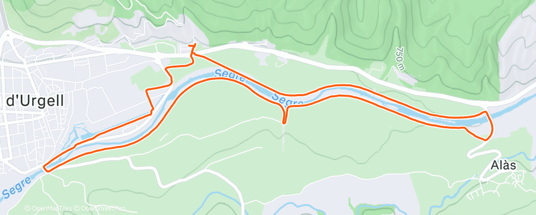 Map of the activity, Carrera de montaña por la tarde