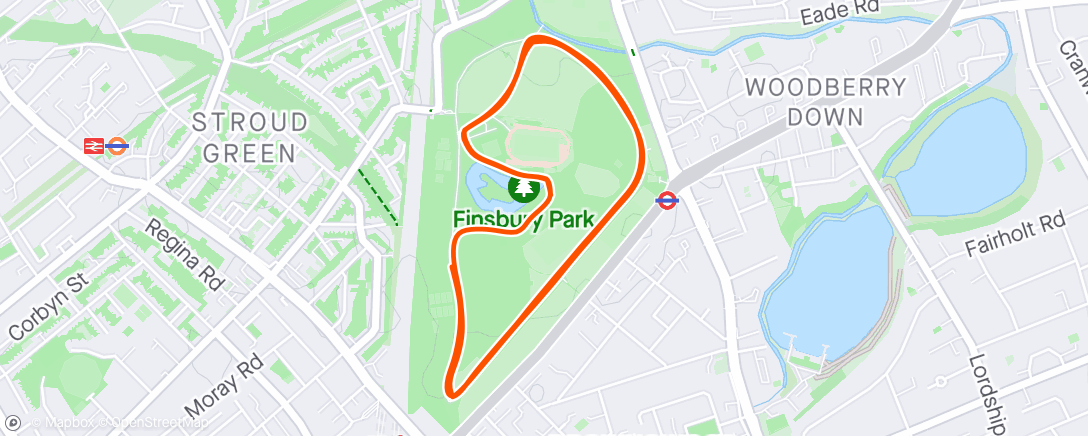 Map of the activity, Finsbury Park parkrun