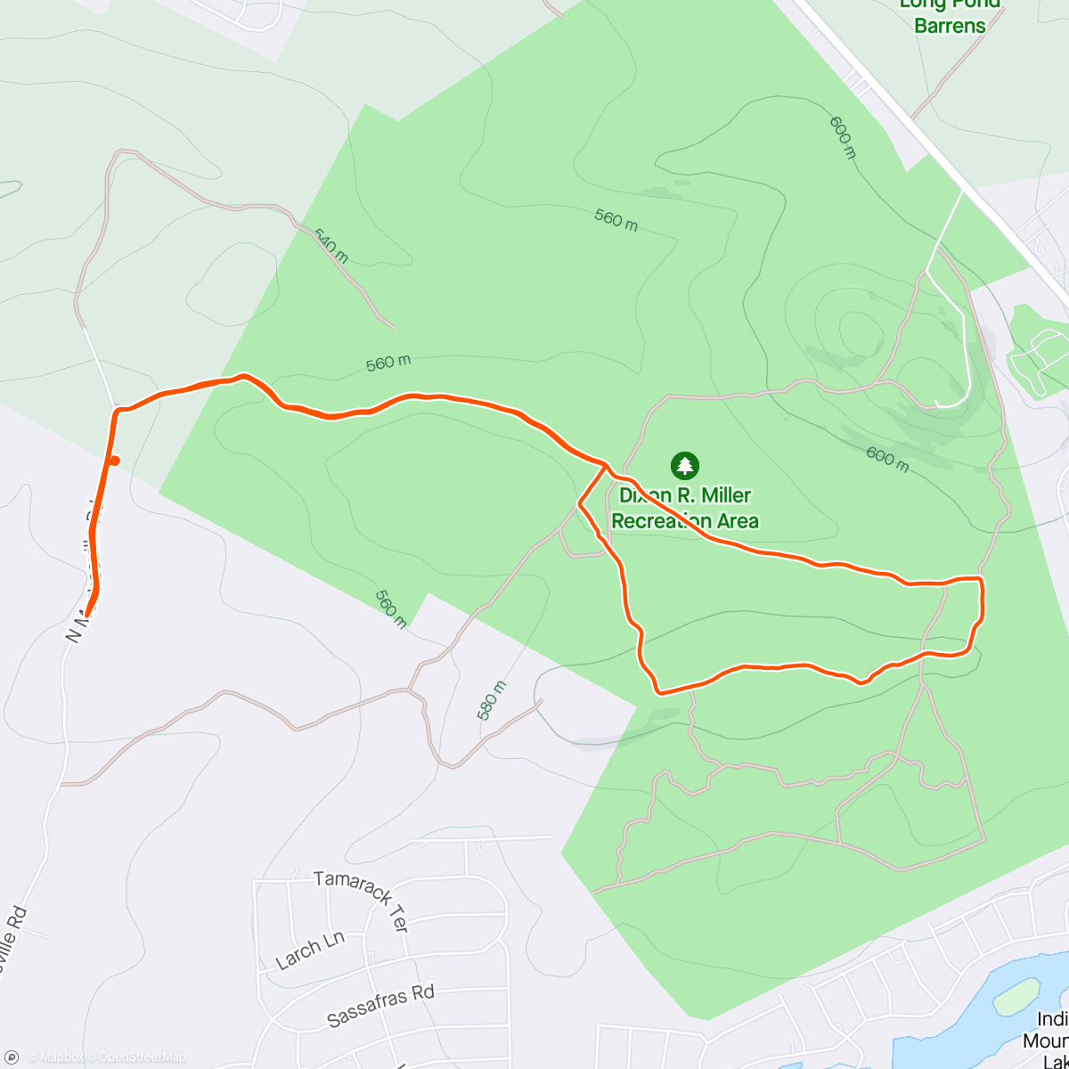 Map of the activity, Dixon-Miller: Old Farm Road, Miller, Reinger & Little Trails