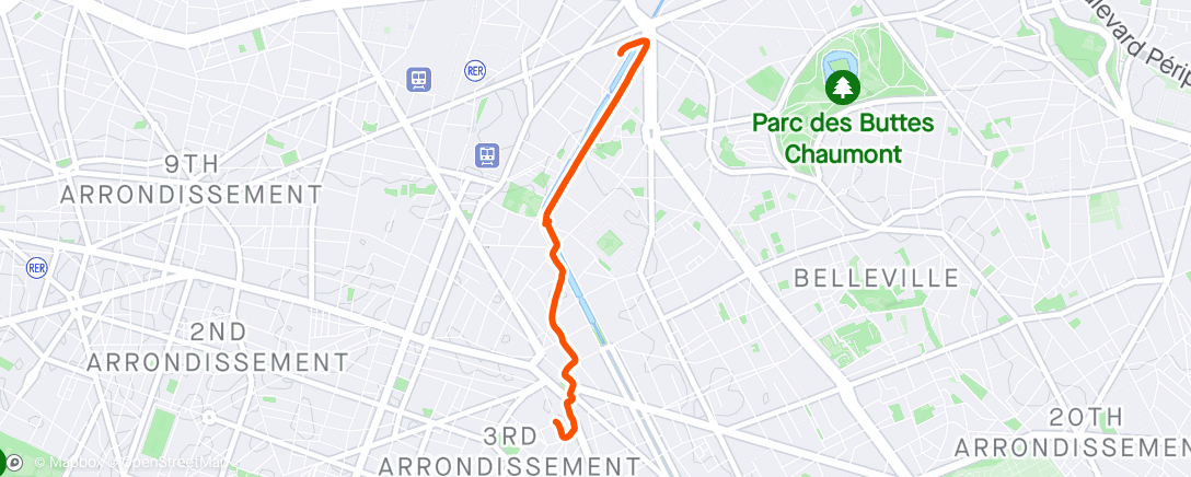 Map of the activity, Evening Run with daughter