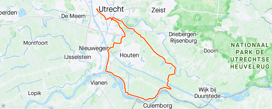 Map of the activity, Evening Ride