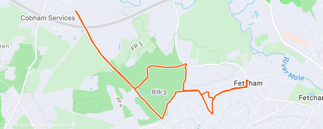 Map of the activity, Afternoon Run