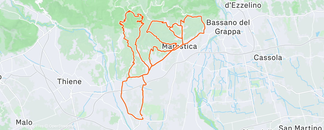 Map of the activity, Pedalata mattutina