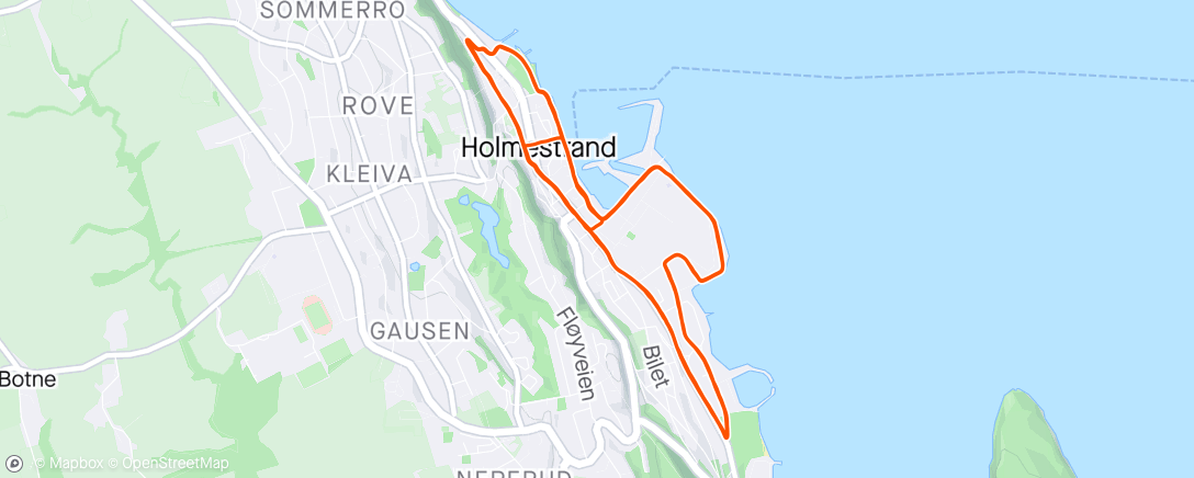 Map of the activity, Holmestrand halvmaraton