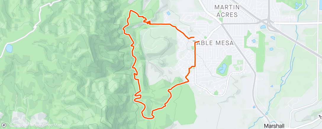 Map of the activity, Mtn trail jog