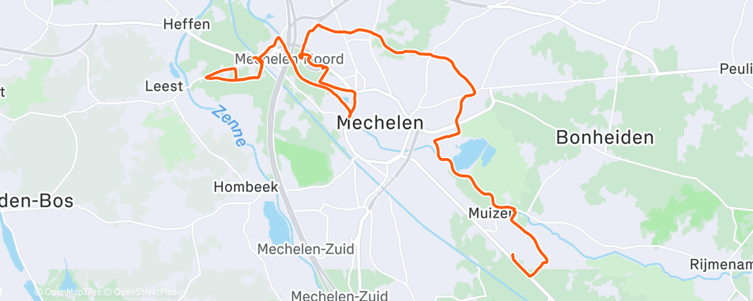 Map of the activity, Middagloop