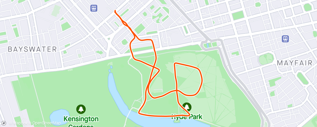 Map of the activity, London Park Jog