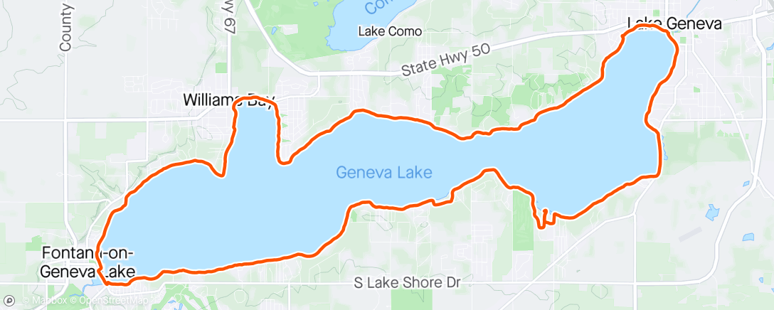 Map of the activity, Lake Geneva Run