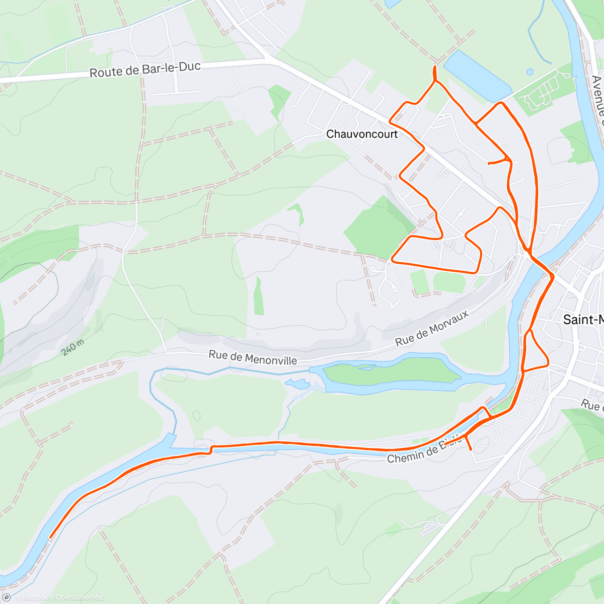 Carte de l'activité Footing 1h10