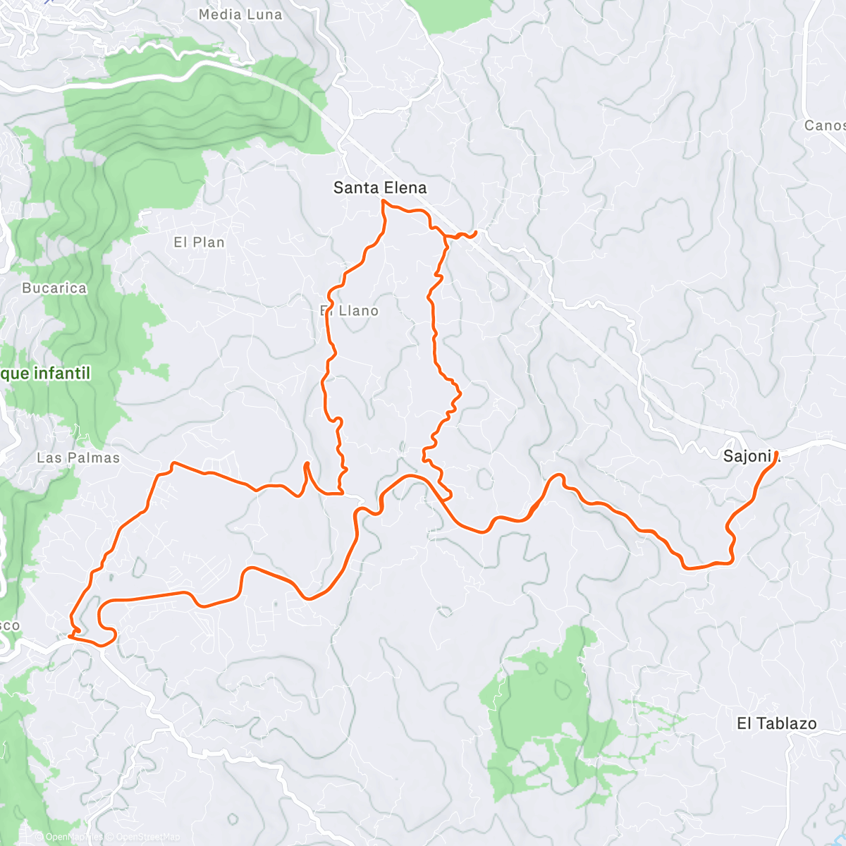 Map of the activity, Lunch Ride