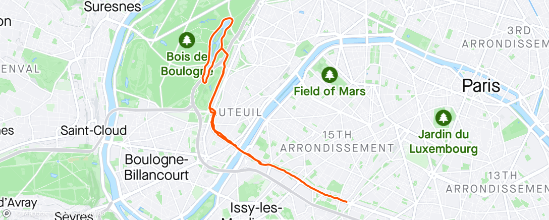 Map of the activity, Course à pied dans l'après-midi