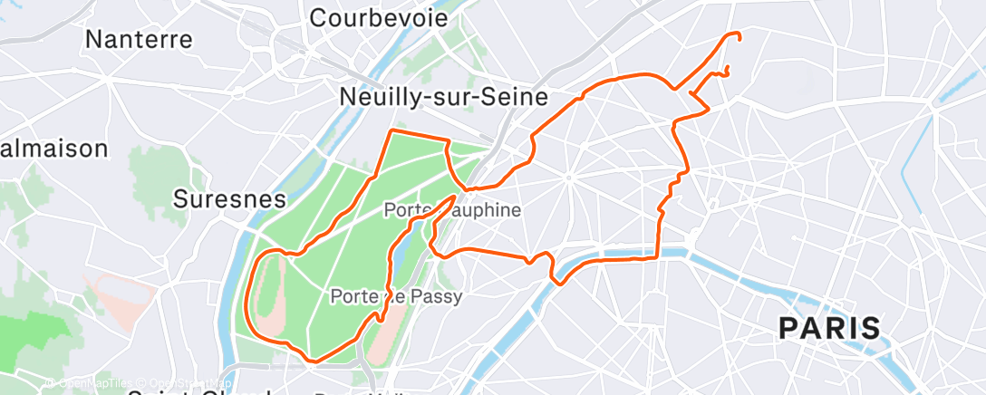 Map of the activity, Course à pied le matin