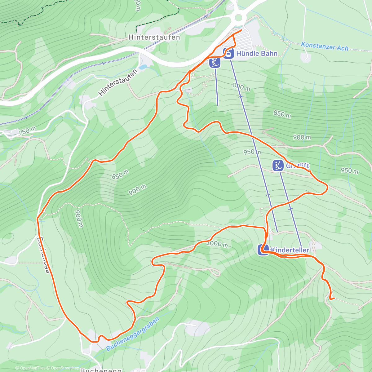 Map of the activity, Hündlekopf Winterbesteigung